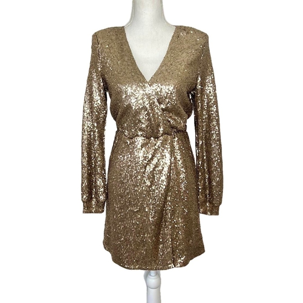 Gold Sequin Party Dress - Picture 1 of 8